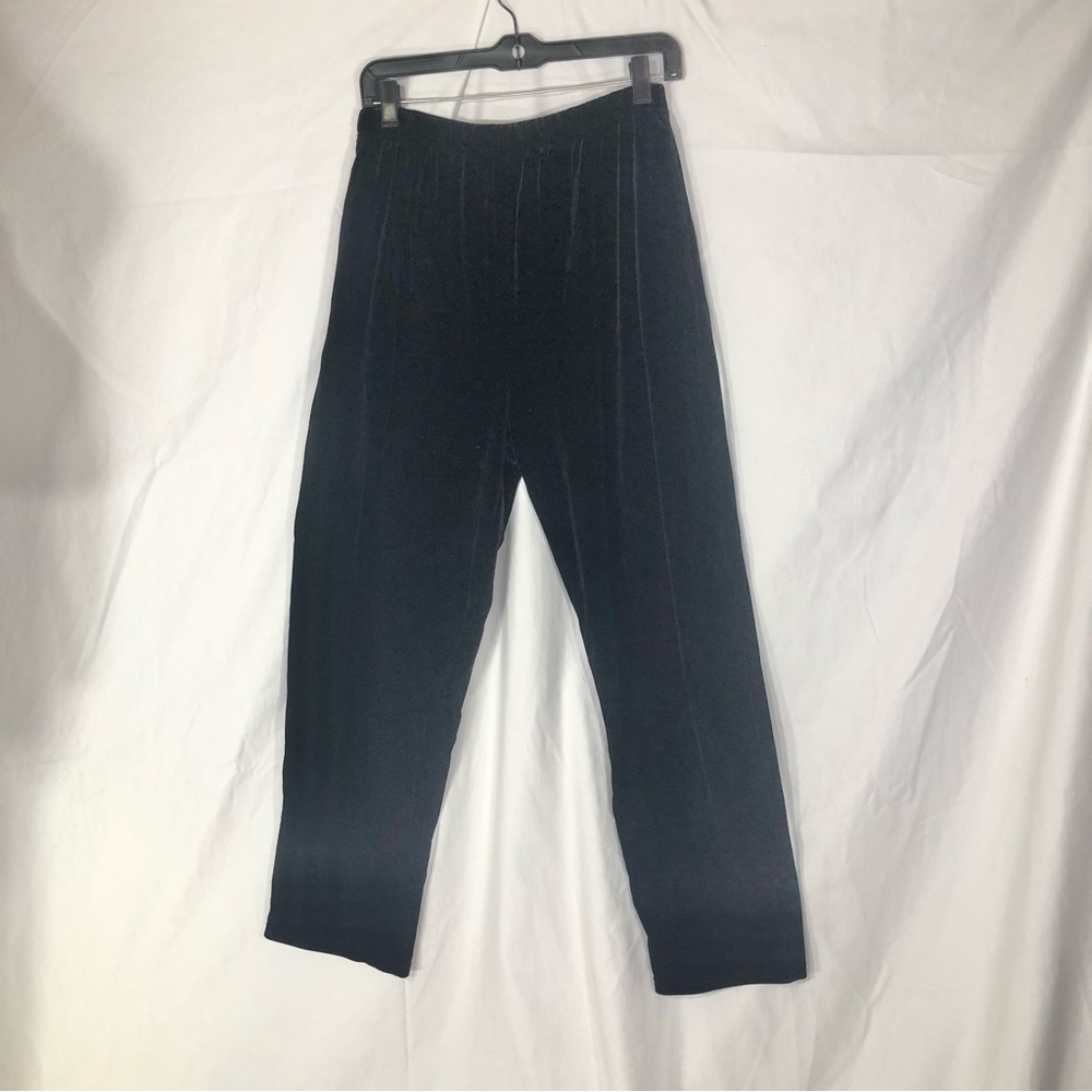 Ladies Black Velvet Velour Pants  With Pockets - Classic Comfort Size Medium